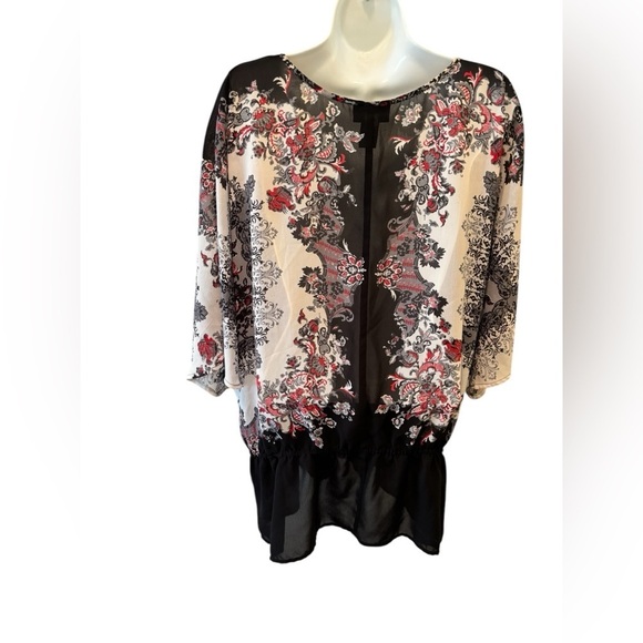 Lane Bryant Floral Batwing V Neck Blouse Tunic Size 18/20 2X Top Boho Casual - Picture 5 of 5